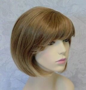 Short Bob With Bangs Light Brown Heat Resistant Full Synthetic Wig - 3270