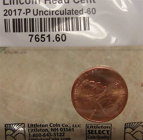 Lincoln Shield Penny--Uncirculated 2017-P--- in Original Cello Wrapper Cover