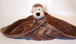 Jelly Cat Monkey Plush Security Blanket Brown 14" Square - Picture 1 of 5