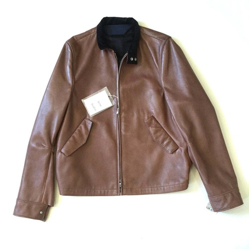 Giacca danese nuova con etichette $2250 Acne Studios marrone pelle di agnello da uomo 46 S AUTENTICA