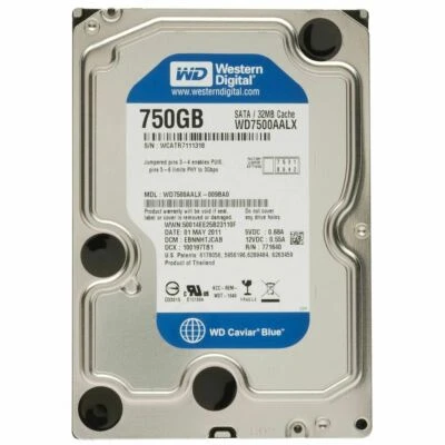 Western Digital Caviar Blue 750 GB Internal 7200 RPM 3.5" HARD DRIVE WD7500AALX - Image 1 of 2