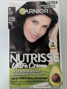 Garnier Nutrisse Permanent Hair Colour Dye 3 ESPRESSO DARKEST BROWN FREE Post - Picture 1 of 4