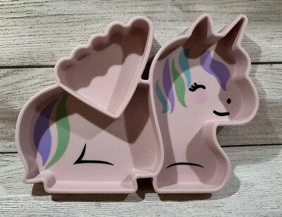 Bandeja de placa de succión de silicona dividida Melii rosa unicornio promueve la autoalimentación B7 Foto 1 de 3