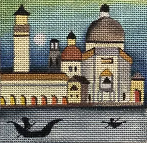 Dede Venice Italy Gondola Ride Landscape Handpainted Needlepoint Canvas Boat 24 - Picture 1 of 5