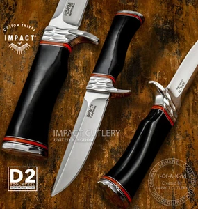 1-OF-A-KIND IMPACT CUTLERY CUSTOM D2 DOUBLE EDGE KNIFE BULL HORN HANDLE - Picture 1 of 12