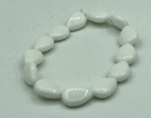 Brazalete elástico con cuentas lágrimas infladas piedras preciosas de ágata blanca natural - Imagen 1 de 1