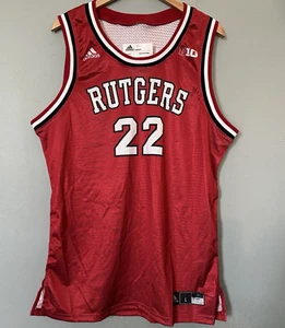 Adidas Rutgers Maglia Scarlet Knights Basketball Player #22 Uomo Taglia Large Nuova con etichette - Foto 1 di 6