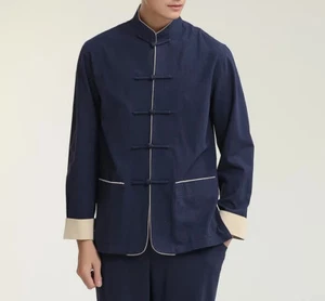 Nuovi pantaloni cinesi orientali da uomo kung fu blu contrario cmssh20 - Foto 1 di 8