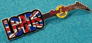 LEEDS ENGLAND BRITISH UNION JACK FLAG FUNKY LETTERS GUITAR Hard Rock Cafe PIN - Picture 1 of 1