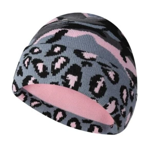Beanie-Mütze mit Leoparden- und Camoflauge-Muster in Farbe Rosa - Bild 1 von 3