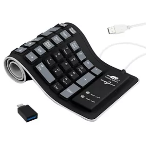 Top ranking Foldable Silicone USB Wired Rollup Keyboard With Type-C Adapter - Picture 1 of 1
