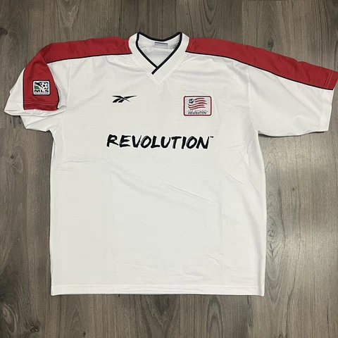 New England Revolution Jersey Reebok 1999 Large Vintage Away Kit VTG White Cover