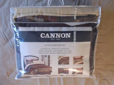 Cannon 8 Piece Queen Bed Set, Luxurious Chenille Accents, Super Soft Micro Fiber - Image 1 of 4