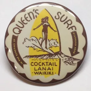 Queen's Surf Cocktail Lanai Waikiki Coaster Advertising Pocket Mirror - Picture 1 of 2