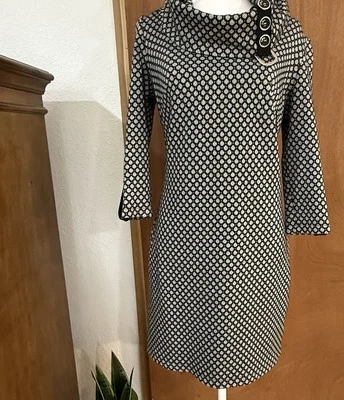 Vestido Joseph Ribkoff Negro Blanco Talla 8 Excelente Estado Elástico Manga 3/4 Foto 1 de 4