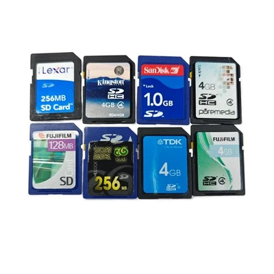 8x SD Memory Card Storage Job Lot - SanDisk Lexar Fujifilm Up To 4GB - Working - Image 1 of 3