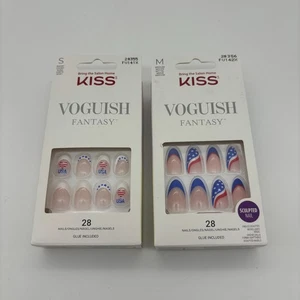 KISS Voguish Fantasy USA America Patriotic July 4th Red White Blue PressOn Nails - Picture 1 of 2