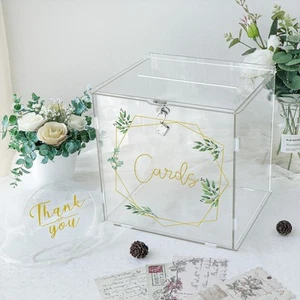 Acrylic Wedding Card Box with Lock, Gift Card Box for Wedding Reception, Wedd... - Picture 1 of 7