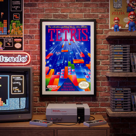 Retro Tetris NES Poster - Vintage 80s Gaming Wall Art Print