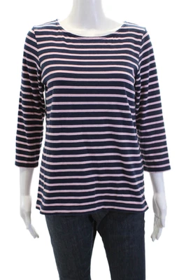 Jack Wills Womens Cotton Long Sleeve Striped T Shirt Pink Blue Size 8 - Image 1 of 4