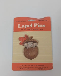 Hallmark Thanksgiving Anstecknadel Herbst Herbst Blatt Eichel Maus Neu aus altem Lagerbestand Vintage 1985 - Bild 1 von 3
