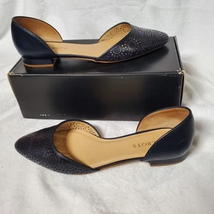 Talbots pelle indaco Edison tacco basso brogue design ritaglio taglia 9 M punta mandorla - Foto 1 di 8