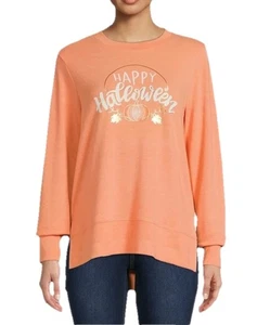 Way to Celebrate Top Women’s Size Large 12/14 Orange Halloween Crew Neck Tee - Picture 1 of 15
