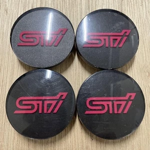 Subaru STI Genuine Wheel Center Caps 4 Pieces OEM Alloy Wheel Hub Caps STI Logo - Picture 1 of 12