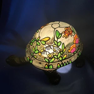 Tiffany Style Stained Glass Turtle Lamp Fish Seascape Tabletop Accent Nightlight - Picture 1 of 13