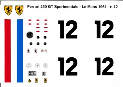 Decal 1/24 Ferrari 250GT EXP Le Mans '61 #12 Tecnomodels by Zanchetti - Immagine 1 di 2