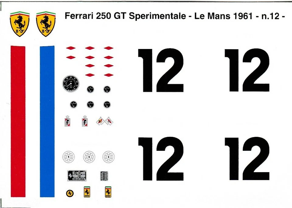 Decal 1/24 Ferrari 250GT EXP Le Mans '61 #12 Tecnomodels by Zanchetti - Immagine 1 di 2