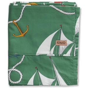 NEW Kip & Co Hey Sailor Organic Cotton Flat Sheet Green King Single 220x270cm - Picture 1 of 3