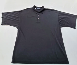 Mens 2XL Luxurious Silky POLYNOSIC RAYON Polo Shirt 54" Dressy Black Cruise Wear - Picture 1 of 7