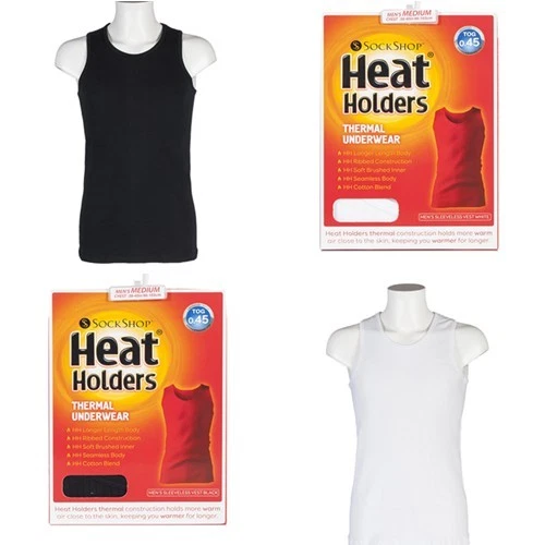 Mens Heat Holders Thermal underwear Sleeveless Ribbed Vest Top Seamless Body - Image 1 of 1