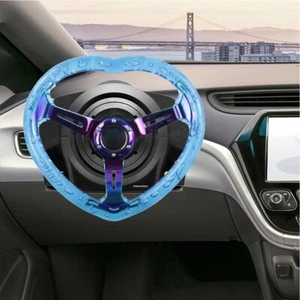 JDM Universal Deep Dish VIP Heart Blue Crystal Bubble Neo Spoke Steering Wheel - Bild 1 von 10