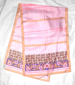 Vintage Sally Gee A-Tell Neck Scarf - Floral 14"x43" Purple Polyester Rectangle - Picture 1 of 6