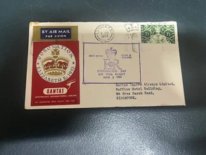 (365) 20-1-25 / QANTAS Coronation SINGAPORE cover (1953) - Picture 1 of 2