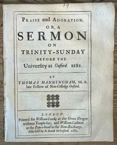 1682 Thos. Manningham 'Praise & Adoration, Trinity Sunday Sermon Oxford' - Bild 1 von 1