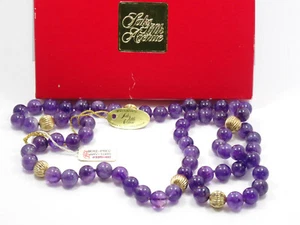 DOROTHY CHASE FOR SAKS FIFTH AVENUE 10mm AMETHYST BEAD NECKLACE * NEW WITH TAG - Picture 1 of 8