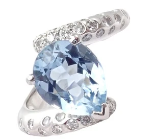 Original! Chanel Comete Star Ring 18k Weißgold Diamant 2,25ct Aquamarin - Bild 1 von 10