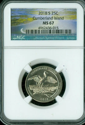 2018 S CUMBERLAND QUARTER NGC MS67 2nd FINEST GRADE   . - Image 1 of 2