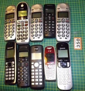 Job Lot 10x Cordless Phones Telephone HANDSETS BT, Panasonic etc. mostly working - Zdjęcie 1 z 2
