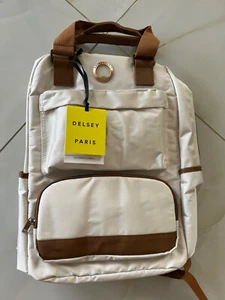 Delsey Paris Legere Se Chatelet Soft Air Travel Laptop Backpack Bookbag Ivory - Picture 1 of 14