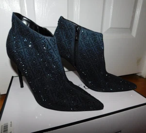GUESS Womens Size 6.5 Black Embellished Fazzie2 Pointed Toe Stiletto Booties - Picture 1 of 16