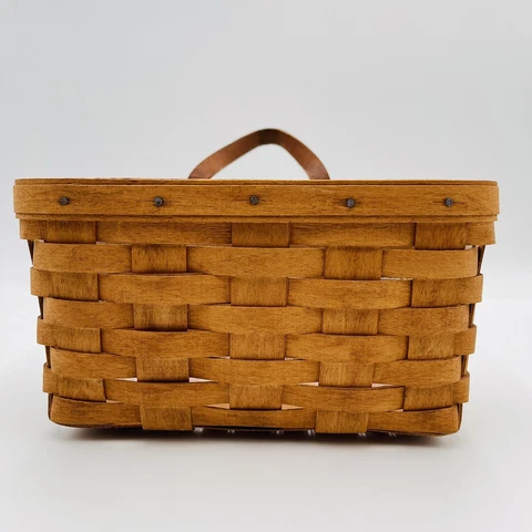 Longaberger 1990 Medium Wall Hanging Key Basket Leather Strap And Plastic Liner Cover