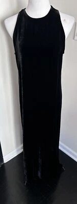 Maxi Vestido Eileen Fisher Terciopelo Negro, Sin Mangas, Talla Mediana Foto 1 de 4