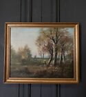 Oil on canvas forest landscape by L. Henry Barbizon early 20th century L6554