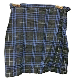 Lands' End Uniform Girls Plaid Box Pleat Skirt Top of Knee Black & Blue Size 4 - Picture 1 of 4