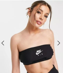 MWT TOTALMENTE NUEVO NIKE Mujeres Air Piqué Bandeau Top Sin tirantes Ajustado Negro Talla M - Imagen 1 de 4