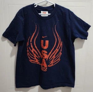 Nike Team USA Track & Field Graphic Navy Blue Red T Shirt Youth XS Cotton - Picture 1 of 10